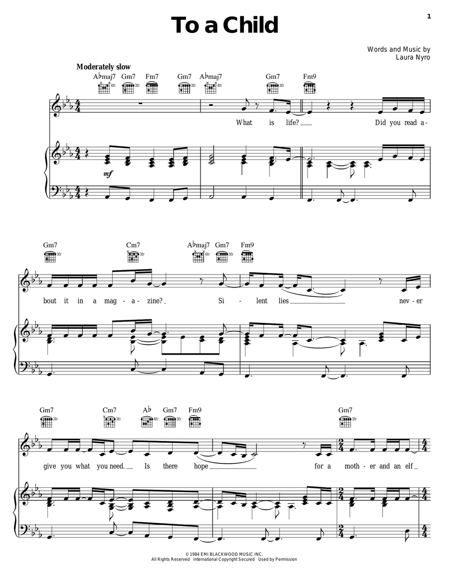 To A Child To A Child Piano, Vocal, Guitar scores gallery preview page 1