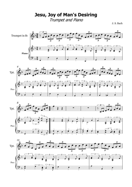 Jesu, Joy of Man's Desiring - Trumpet and Organ or Piano image number null