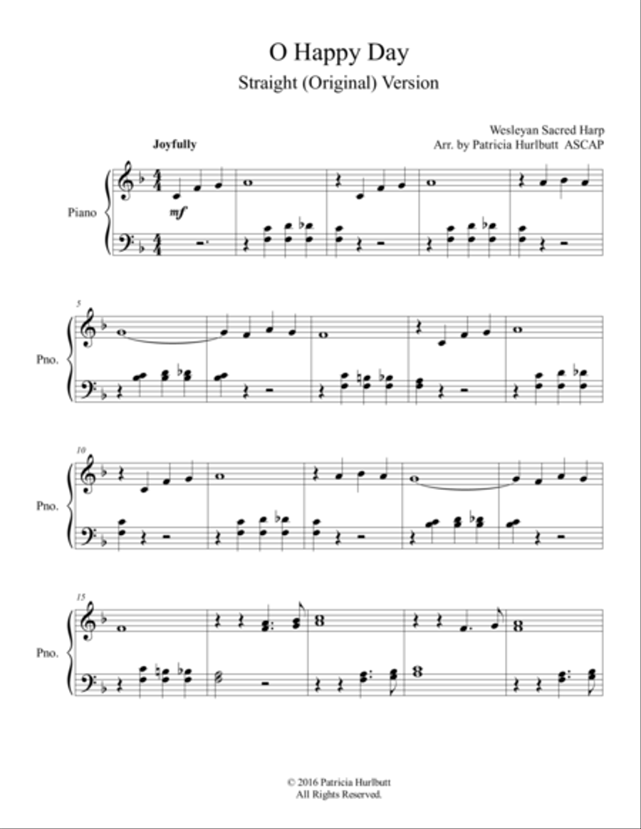 O Happy Day (Two Versions) Piano Solo scores gallery preview page 1