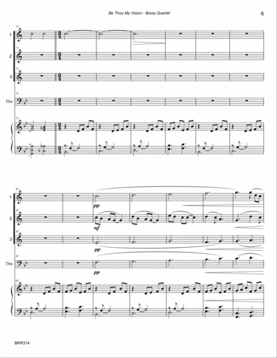 BE THOU MY VISION - BRASS QUARTET with Piano Accompaniment Brass Quartet scores gallery preview page 6