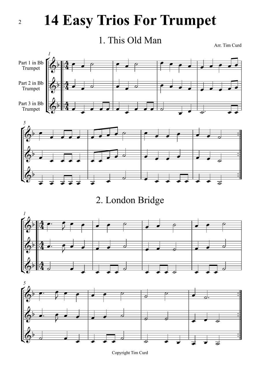 14 Easy Trios For Trumpet Trumpet Trio scores gallery preview page 2