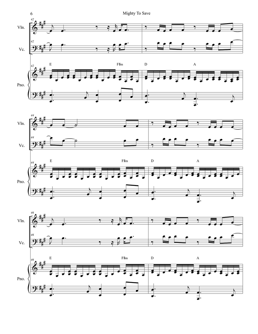 Mighty To Save Piano Trio scores gallery preview page 6