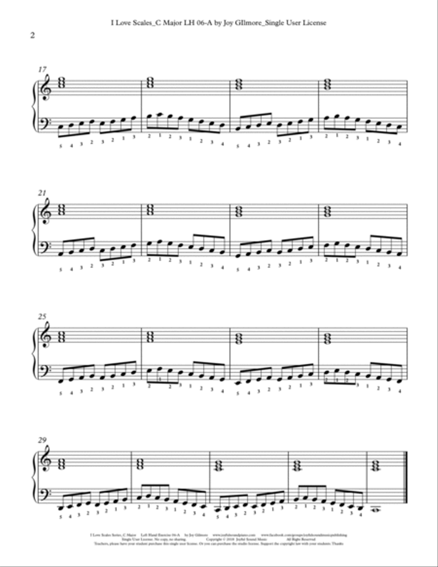 I Love Scales in C Major for the Left Hand Exercise 06 Piano Method scores gallery preview page 5