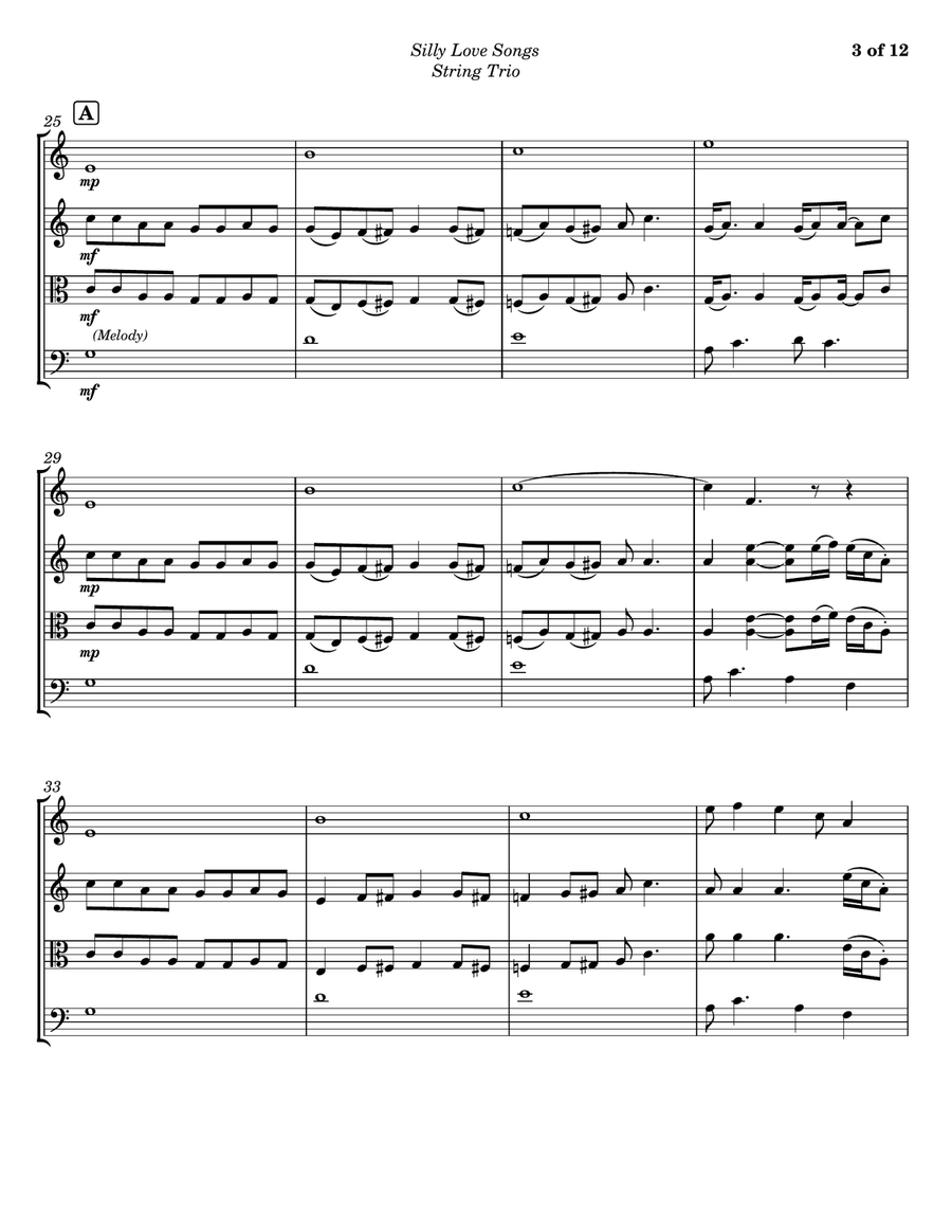 Silly Love Songs String Trio scores gallery preview page 3