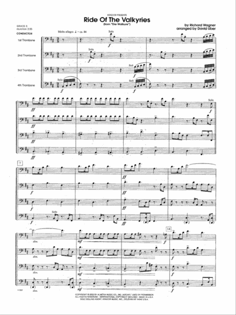 Ride Of The Valkyries From Die Walkure Trombone Quartet scores gallery preview page 2