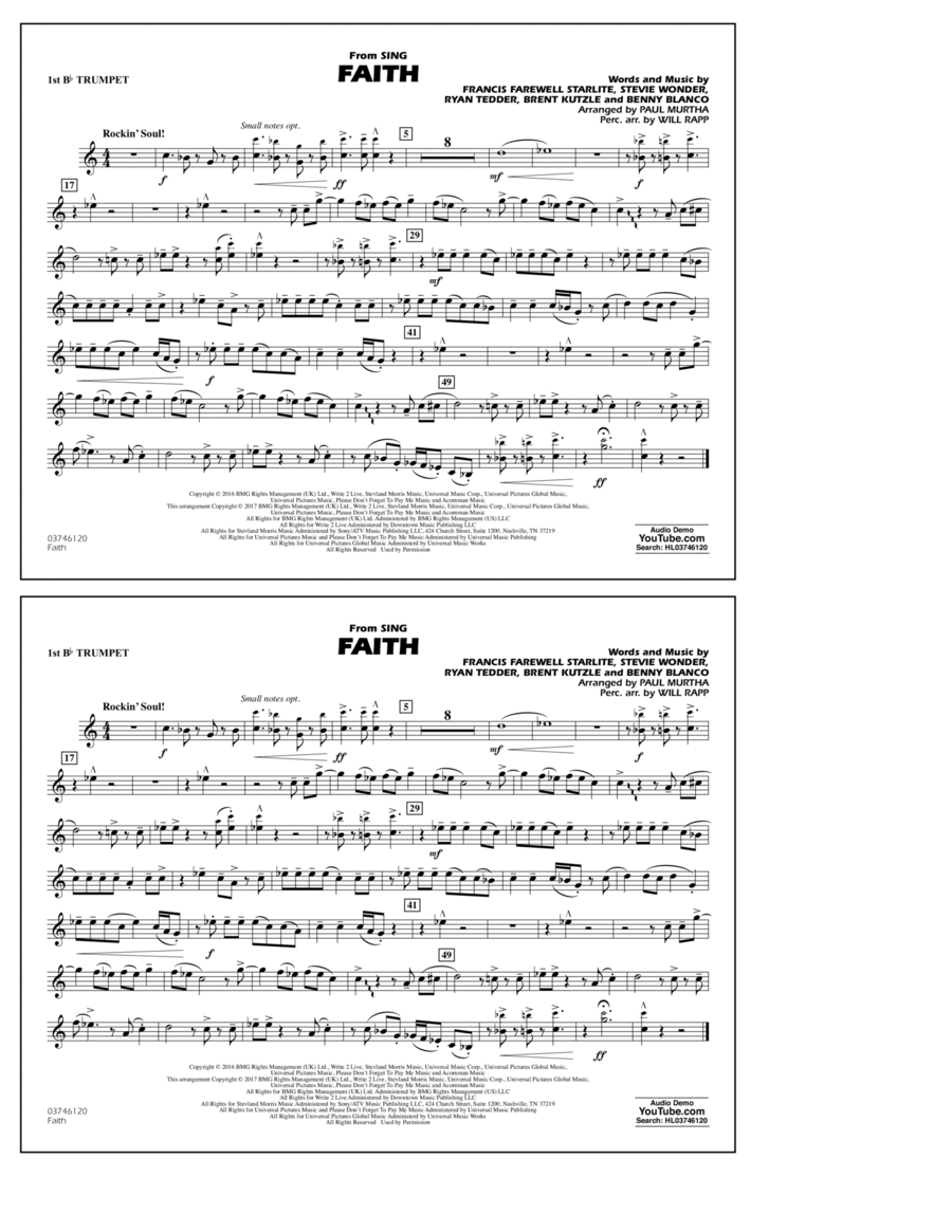 Faith (from Sing) - 1st Bb Trumpet