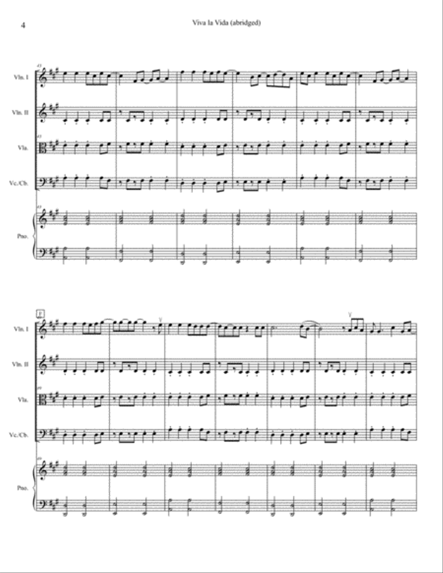 Viva La Vida String Orchestra scores gallery preview page 4