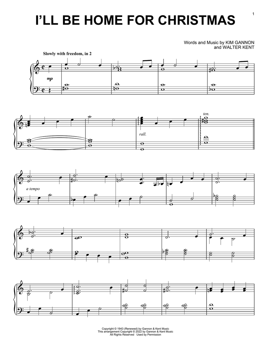 I'll Be Home For Christmas Piano Solo scores gallery preview page 1