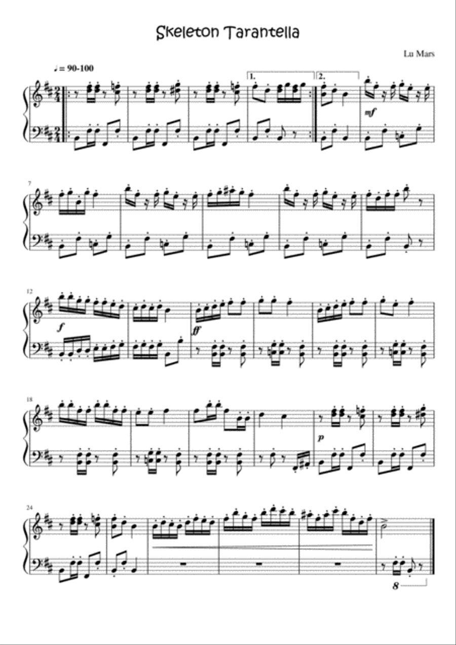 Skeleton Tarantella Piano Solo scores gallery preview page 1