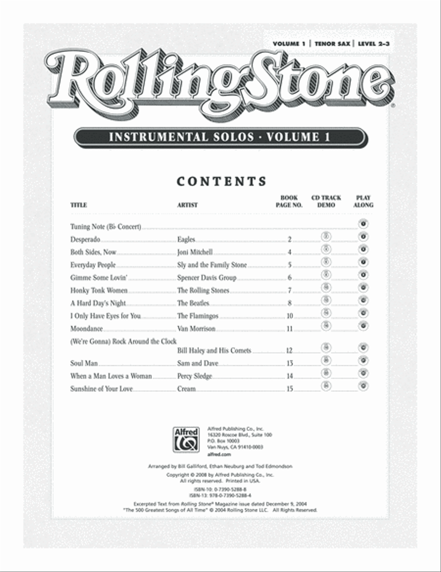 Selections from Rolling Stone Magazine's 500 Greatest Songs of All Time (Instrumental Solos) Tenor Saxophone scores gallery preview page 4