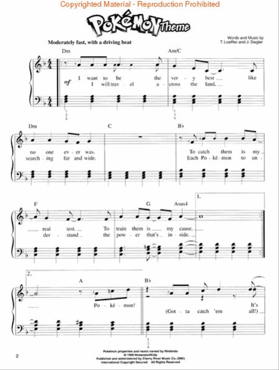 Pokémon Theme – Easy Piano Easy Piano scores gallery preview page 2