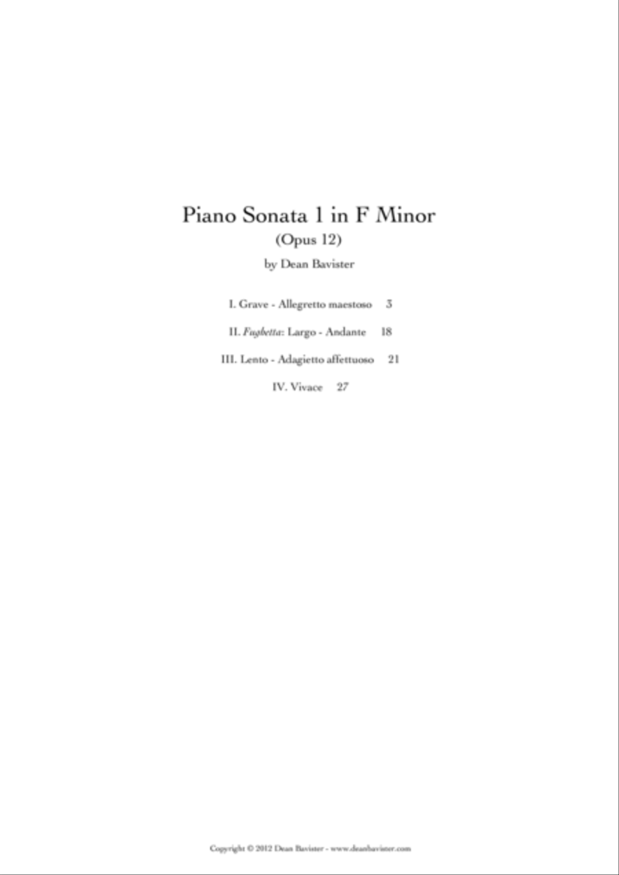 Piano Sonata 1 in F Minor (Opus 12) Piano Solo scores gallery preview page 2