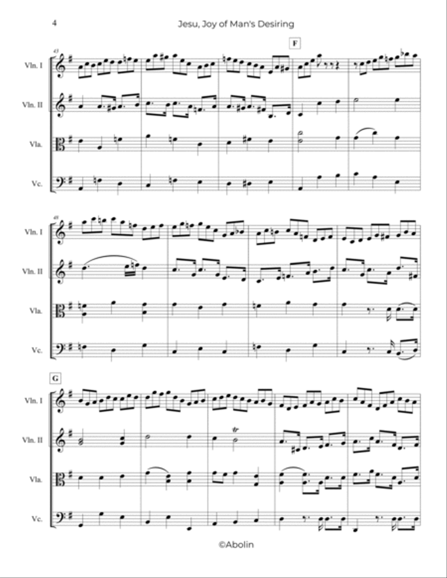 Bach: Jesu, Joy of Man's Desiring - String Quartet String Quartet scores gallery preview page 5