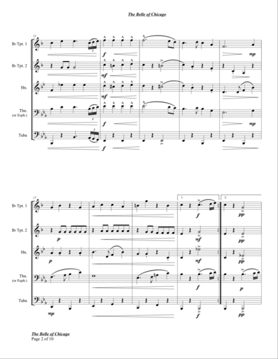 The Belle of Chicago Brass Quintet scores gallery preview page 4