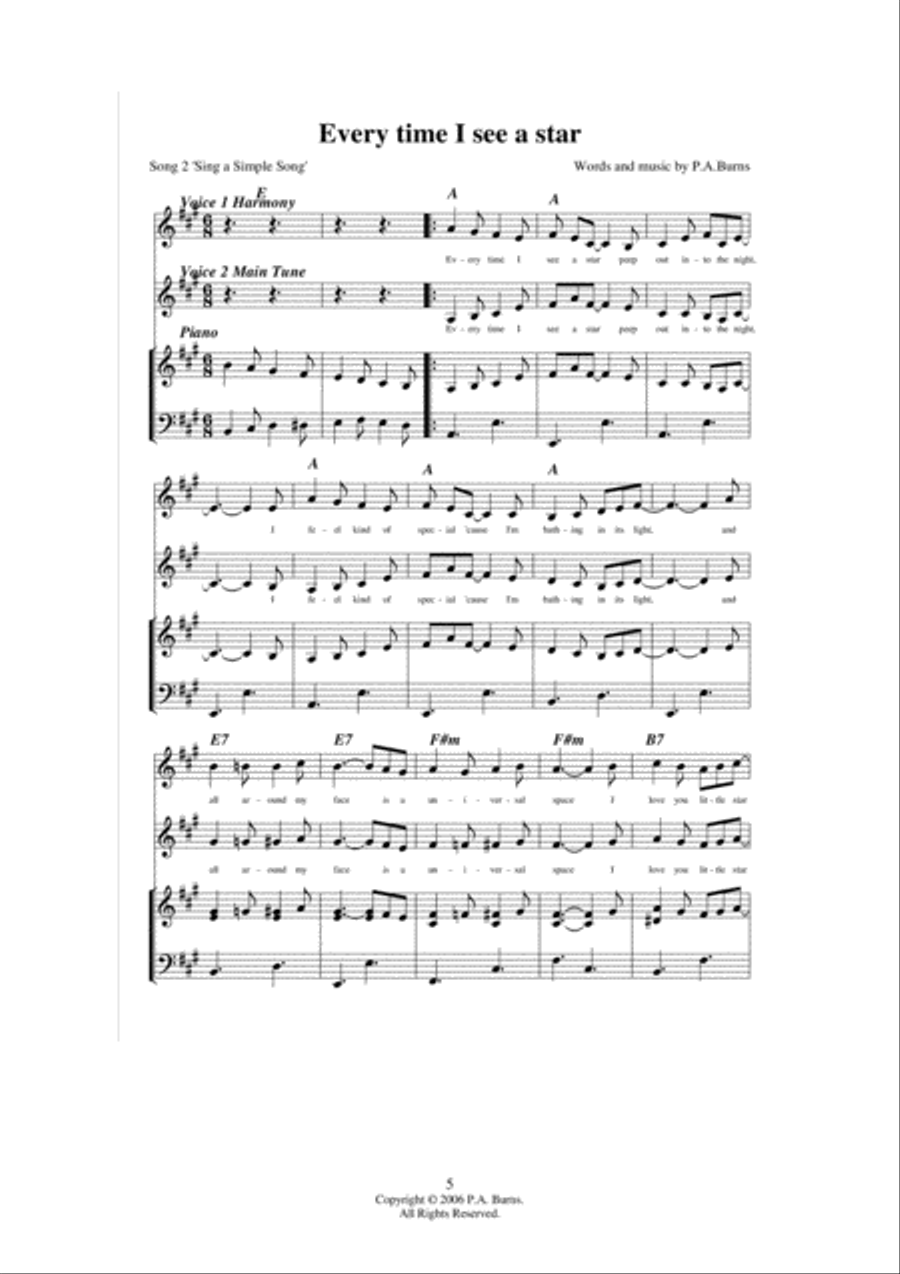 Sing a Simple Song Unison Choir scores gallery preview page 5