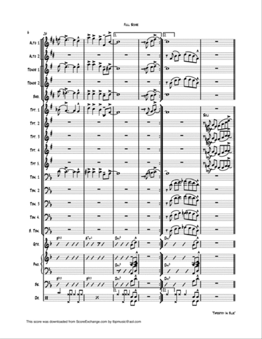 Tapestry in Blue - Jazz Ensemble Jazz Ensemble scores gallery preview page 6