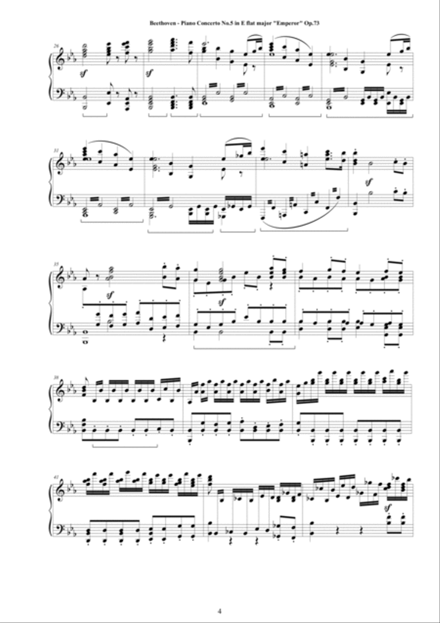 Beethoven - Piano Concerto No.5 in E flat major 'Emperor' Op.73 - Piano Version Piano Solo scores gallery preview page 4