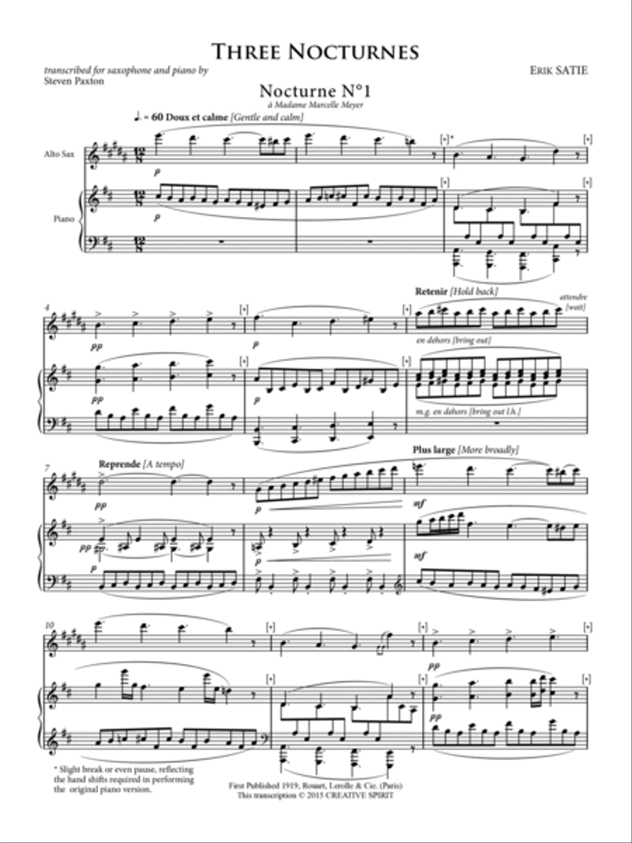 THREE NOCTURNES for Alto Saxophone and Piano Chamber Music scores gallery preview page 3