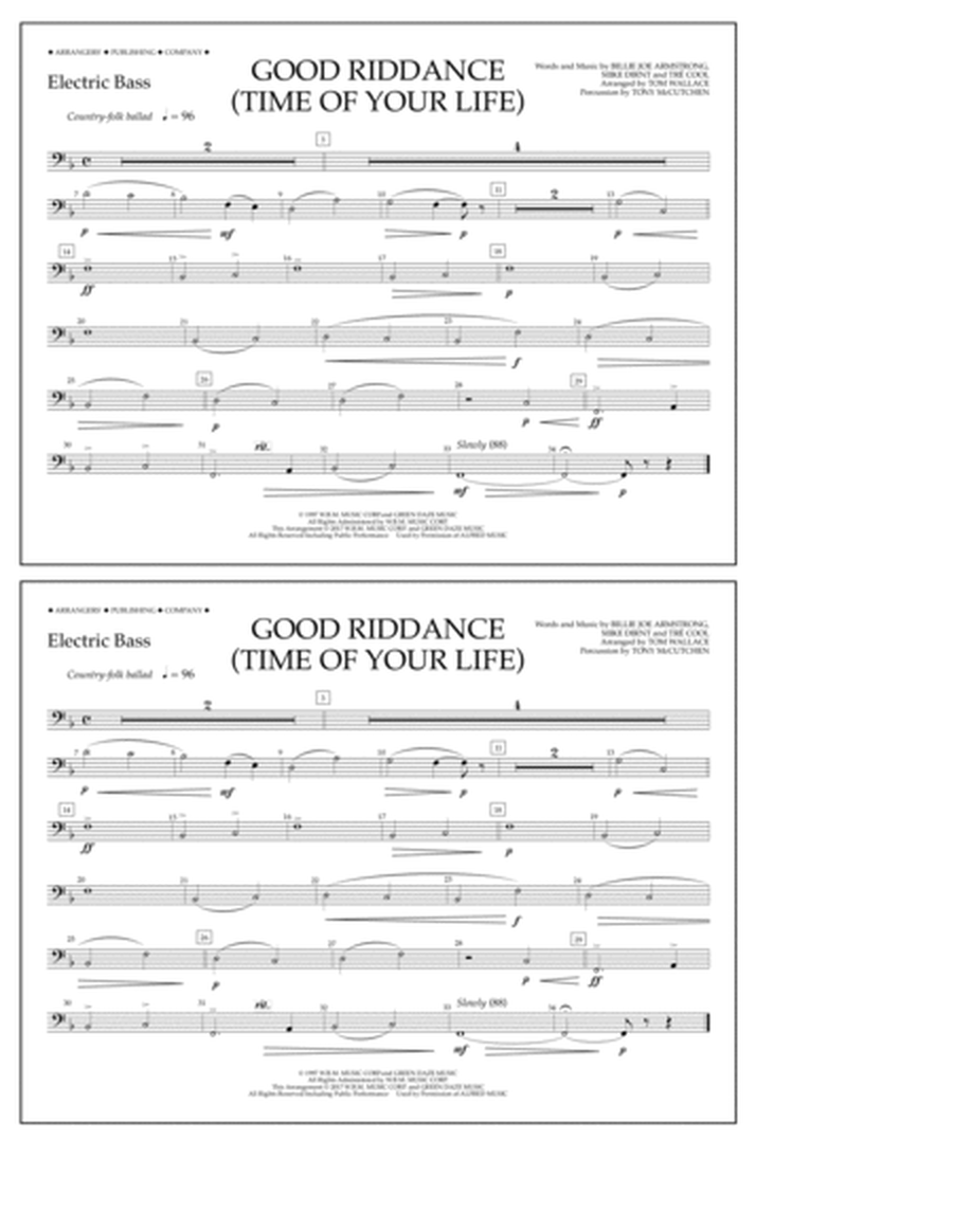 Good Riddance (Time of Your Life) - Electric Bass