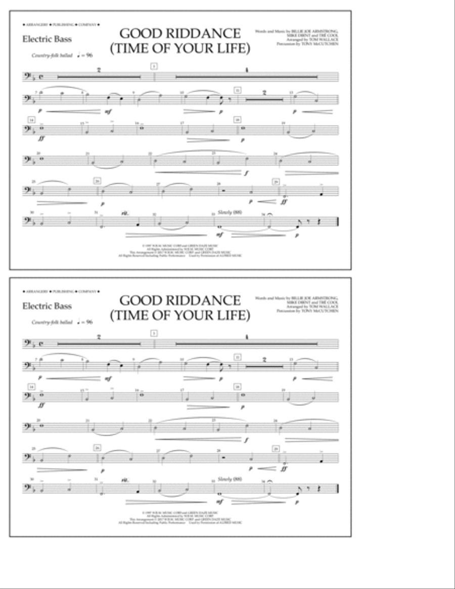 Good Riddance (Time of Your Life) - Electric Bass Marching Band scores gallery preview page 1