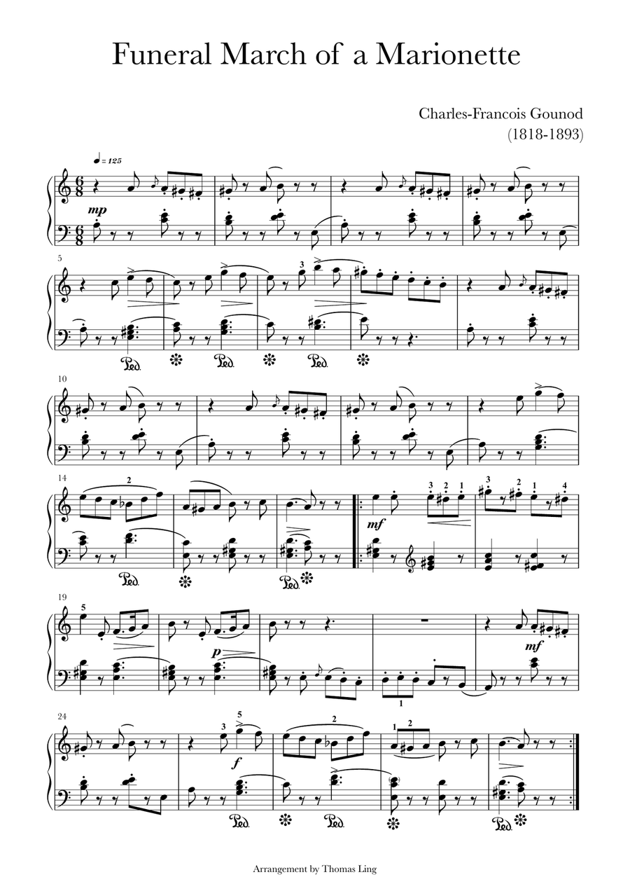 Funeral March of A Marionette (puppet) Piano Solo scores gallery preview page 1