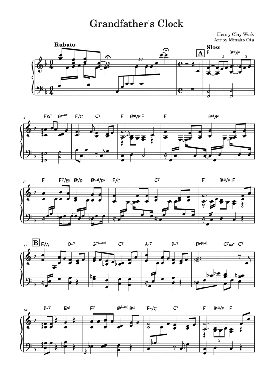 Grandfather’s Clock Marimba scores gallery preview page 1