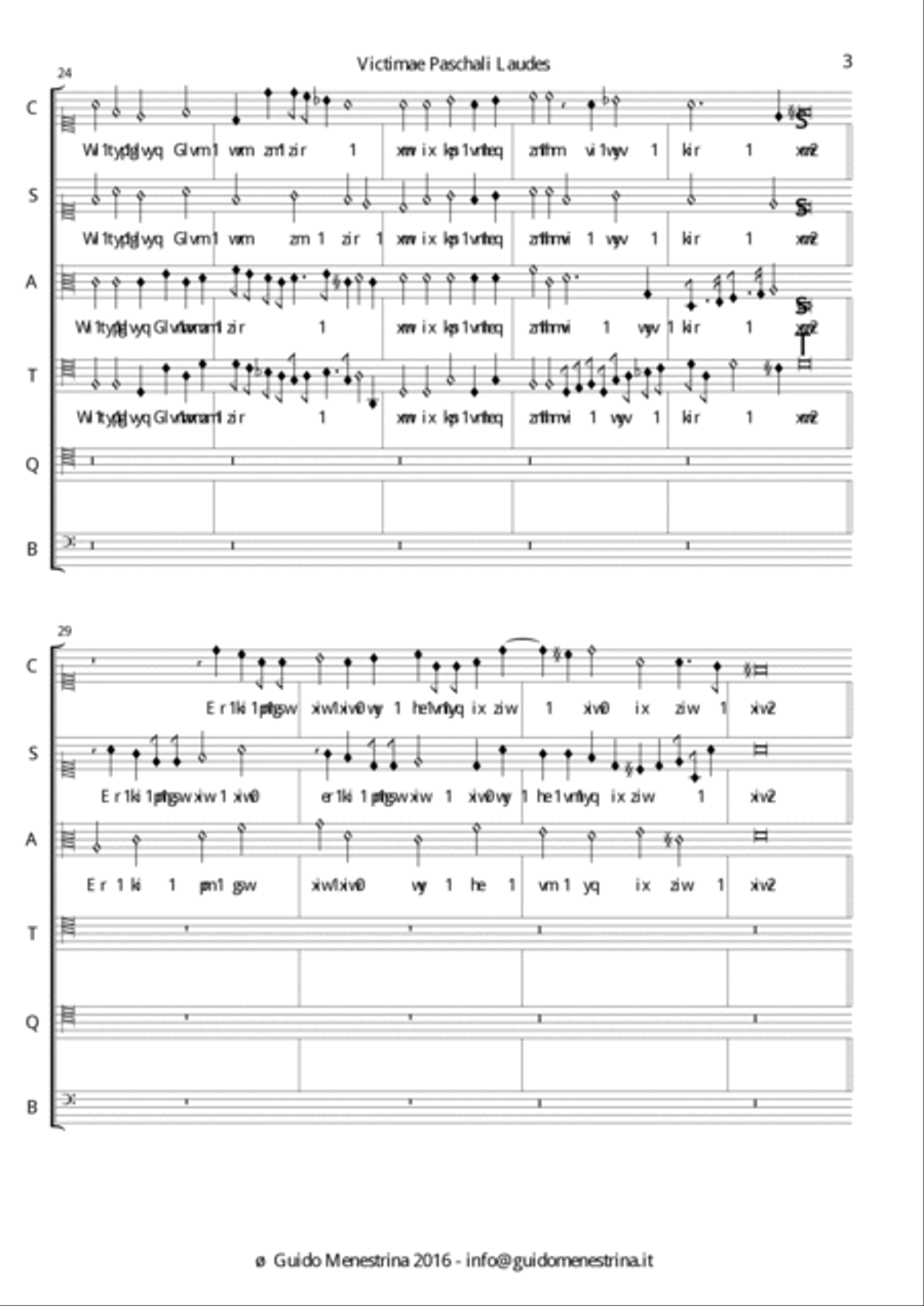 Mogens Pedersøn - Victimae Paschali Laudes à 6 4-Part scores gallery preview page 4