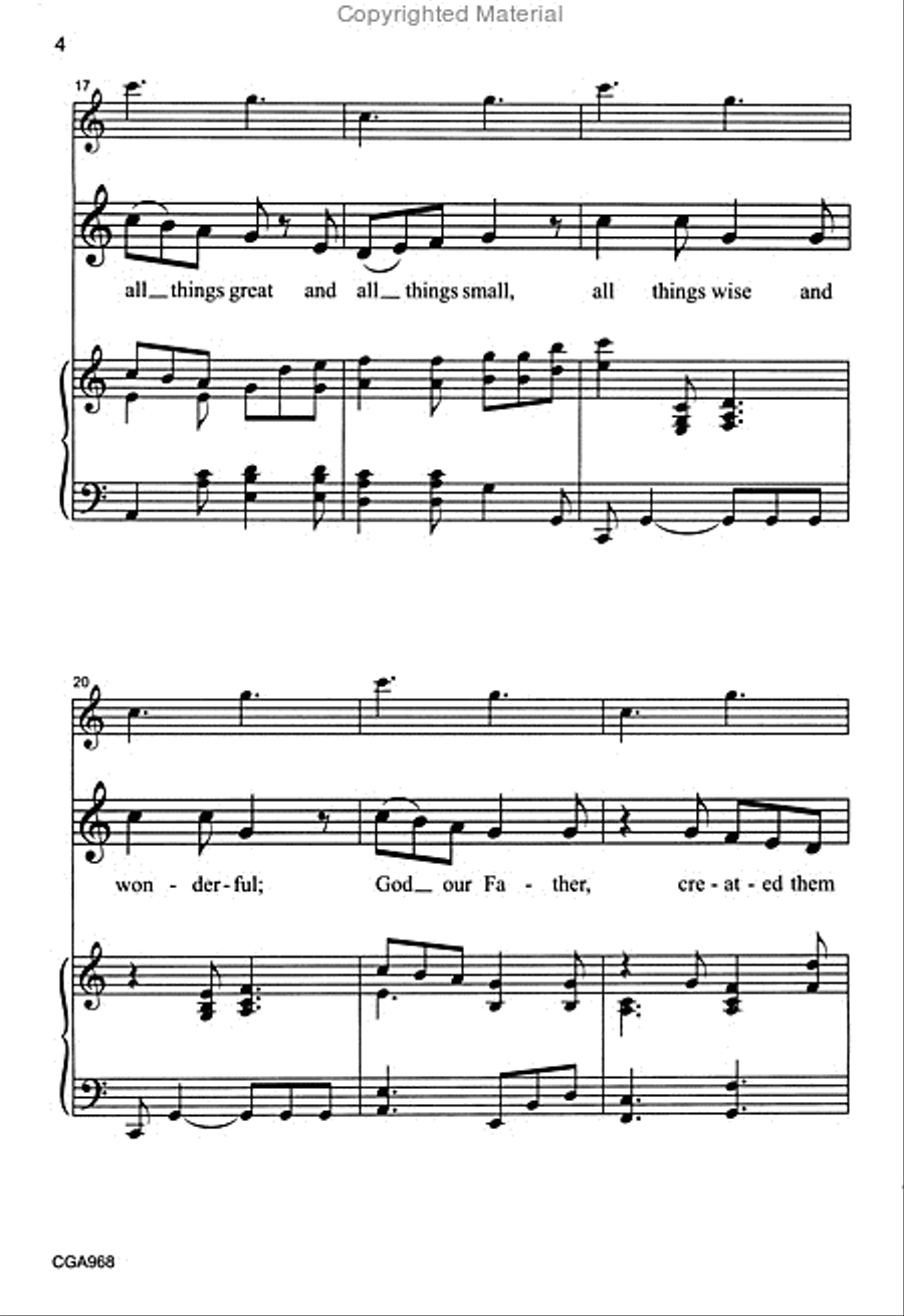All Things Bright and Beautiful Unison Choir scores gallery preview page 4