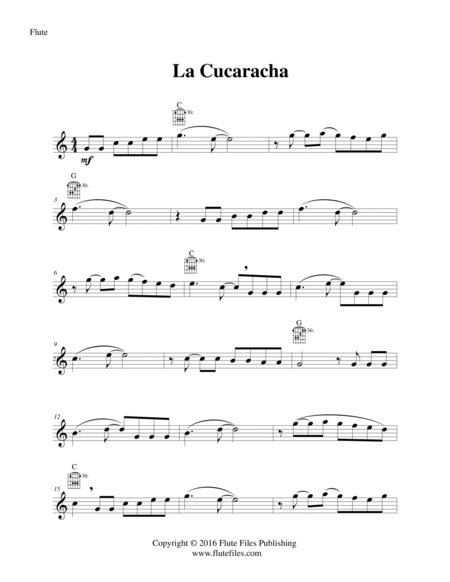 La Cucaracha - Flute Solo with Guitar Chords image number null