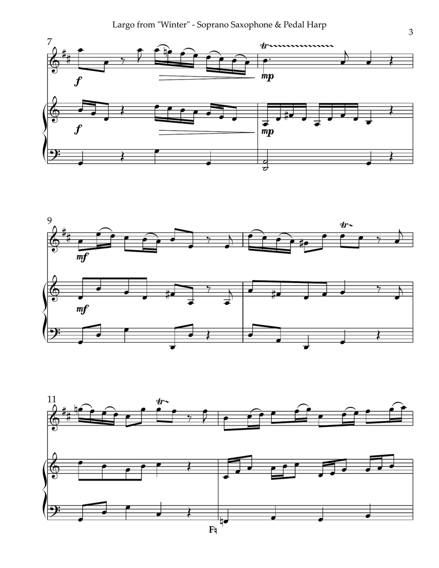 Largo from “Winter”, Duet for Bb Soprano Saxophone & Pedal Harp