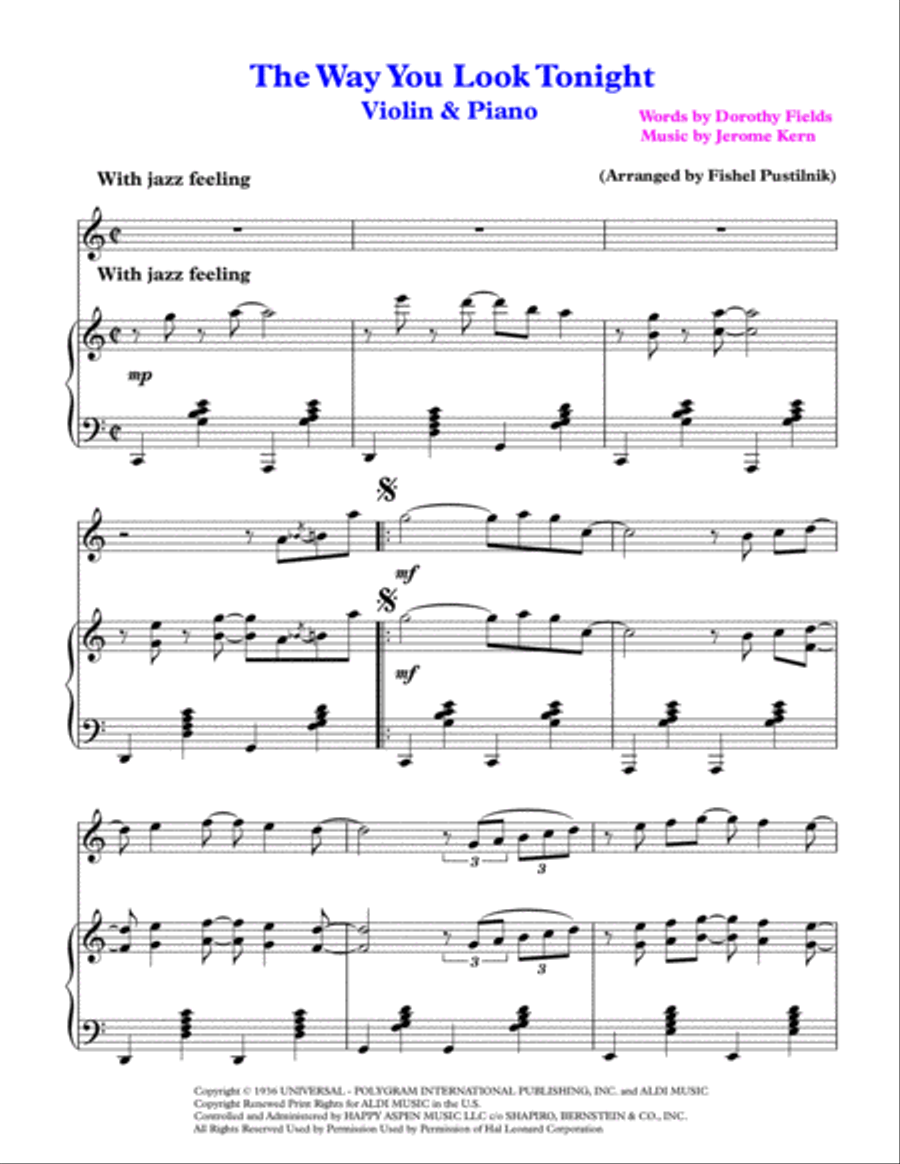 The Way You Look Tonight String Duet scores gallery preview page 2
