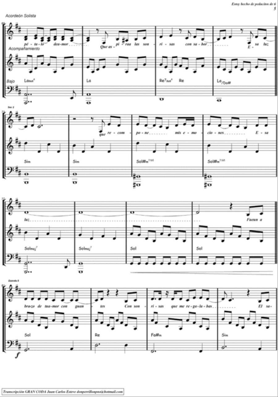Estoy Hecho De Pedacitos De Ti Accordion scores gallery preview page 5