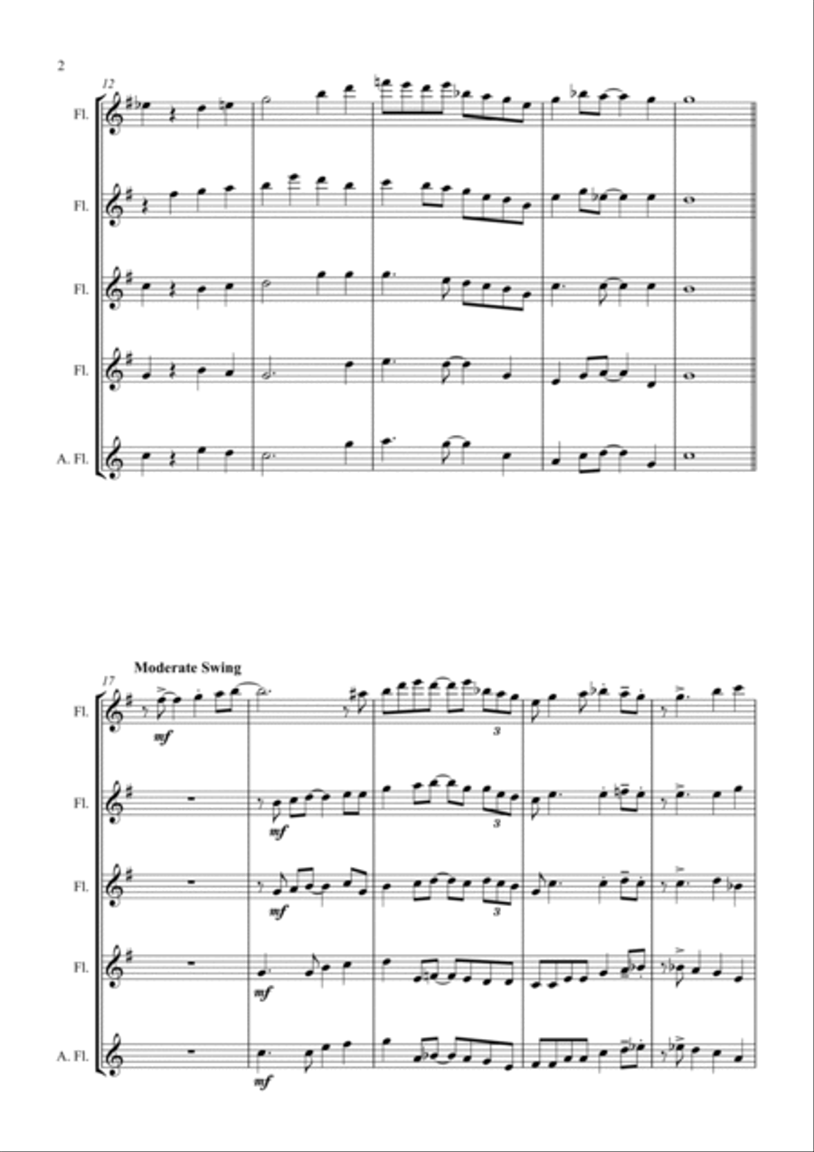 Londonderry Air (Danny Boy) - Jazz Arrangement for Flute Quartet Flute Quartet scores gallery preview page 2