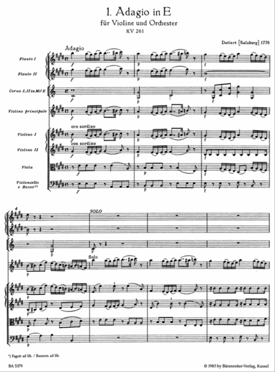 Einzelsatze for Violin and Orchestra KV 261, 269 (261a), 373 Orchestra scores gallery preview page 2