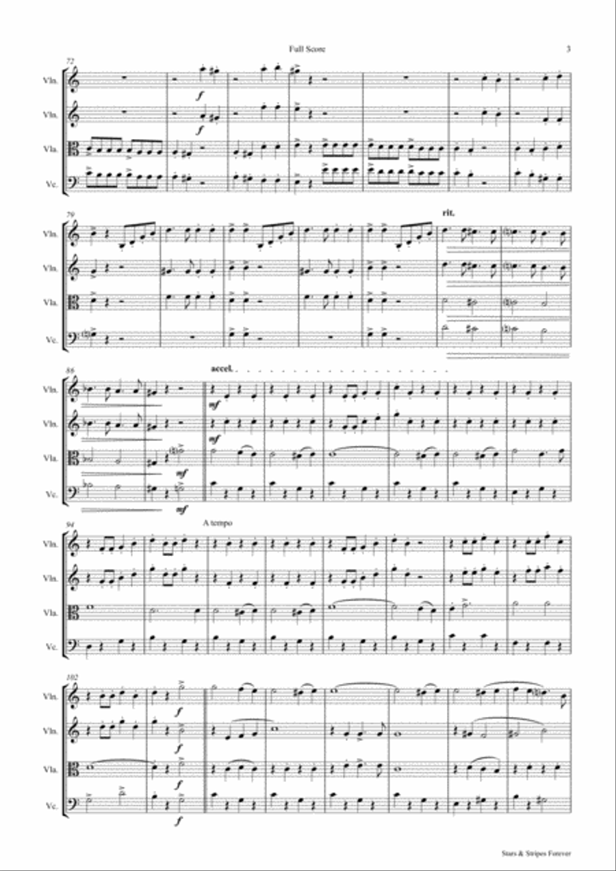 Stars and Stripes forever - Sousa - String Quartet String Quartet scores gallery preview page 4