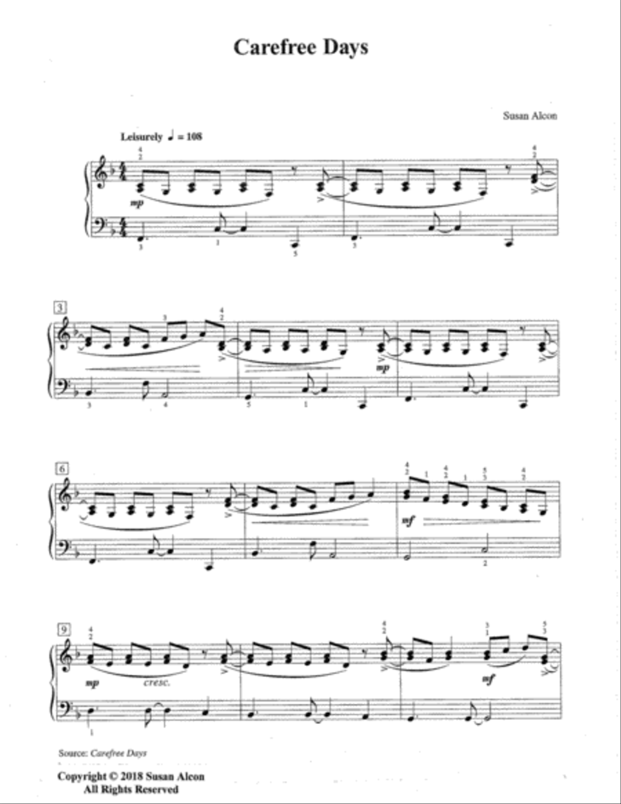 Carefree Days Piano Solo scores gallery preview page 2