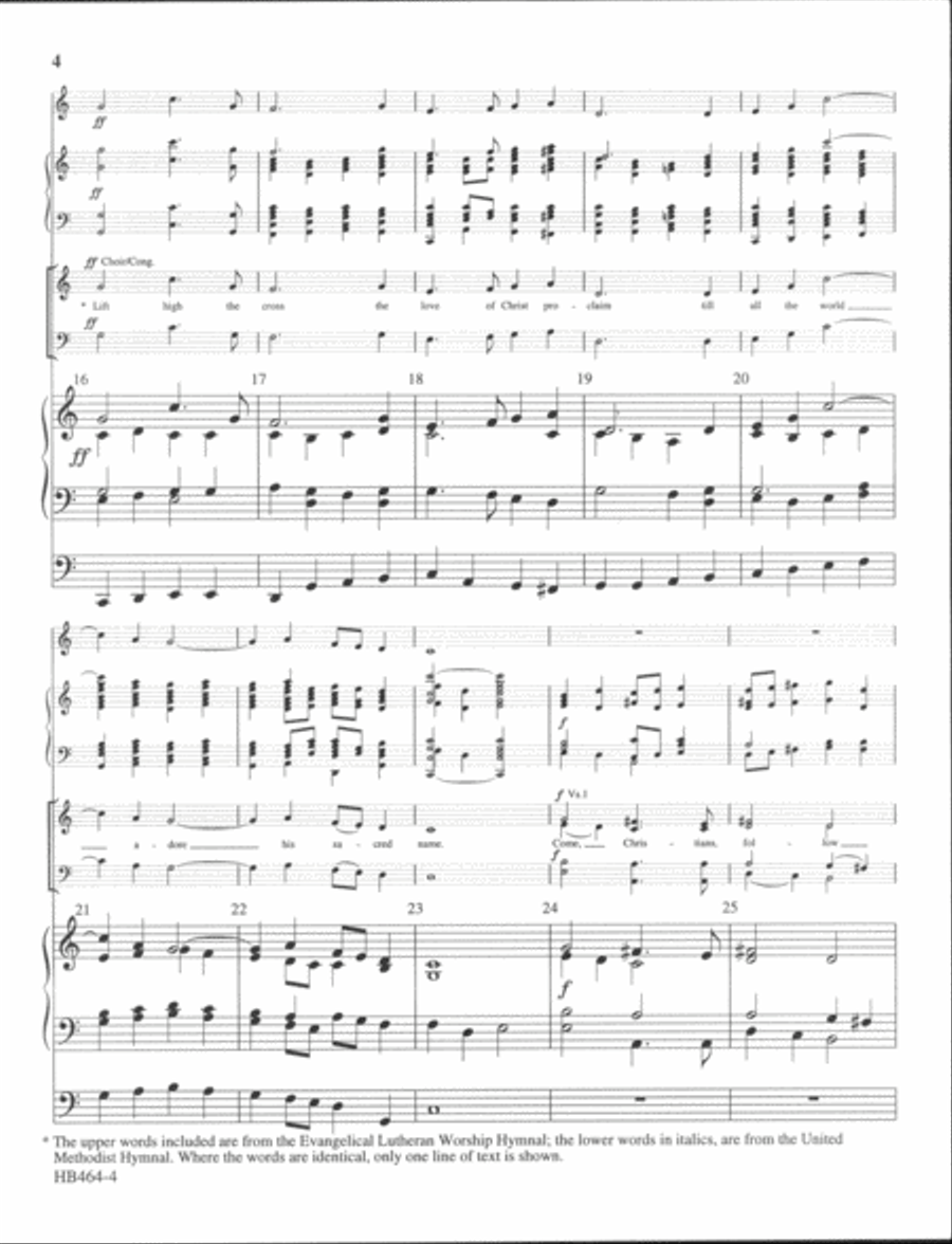 Lift High the Cross - organ and handbell score Handbell Choir scores gallery preview page 4