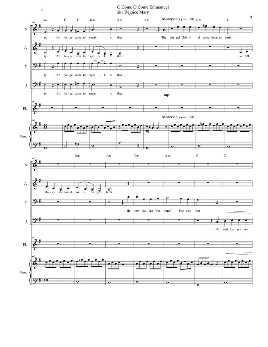 O Come O Come Emmanuel aka Rejoice Mary Choir scores gallery preview page 3