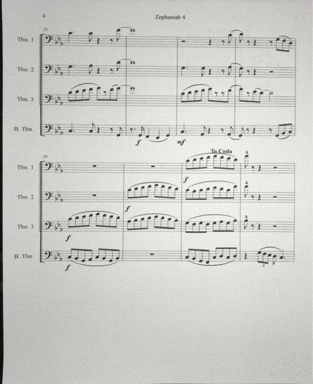 Zephaniah 4 Trombone Quartet image number null