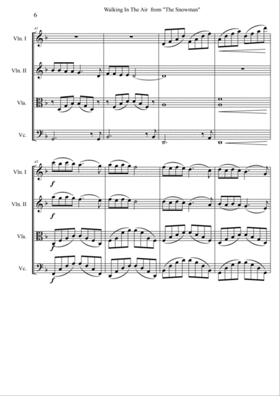 Walking In The Air Walking In The Air String Quartet scores gallery preview page 6