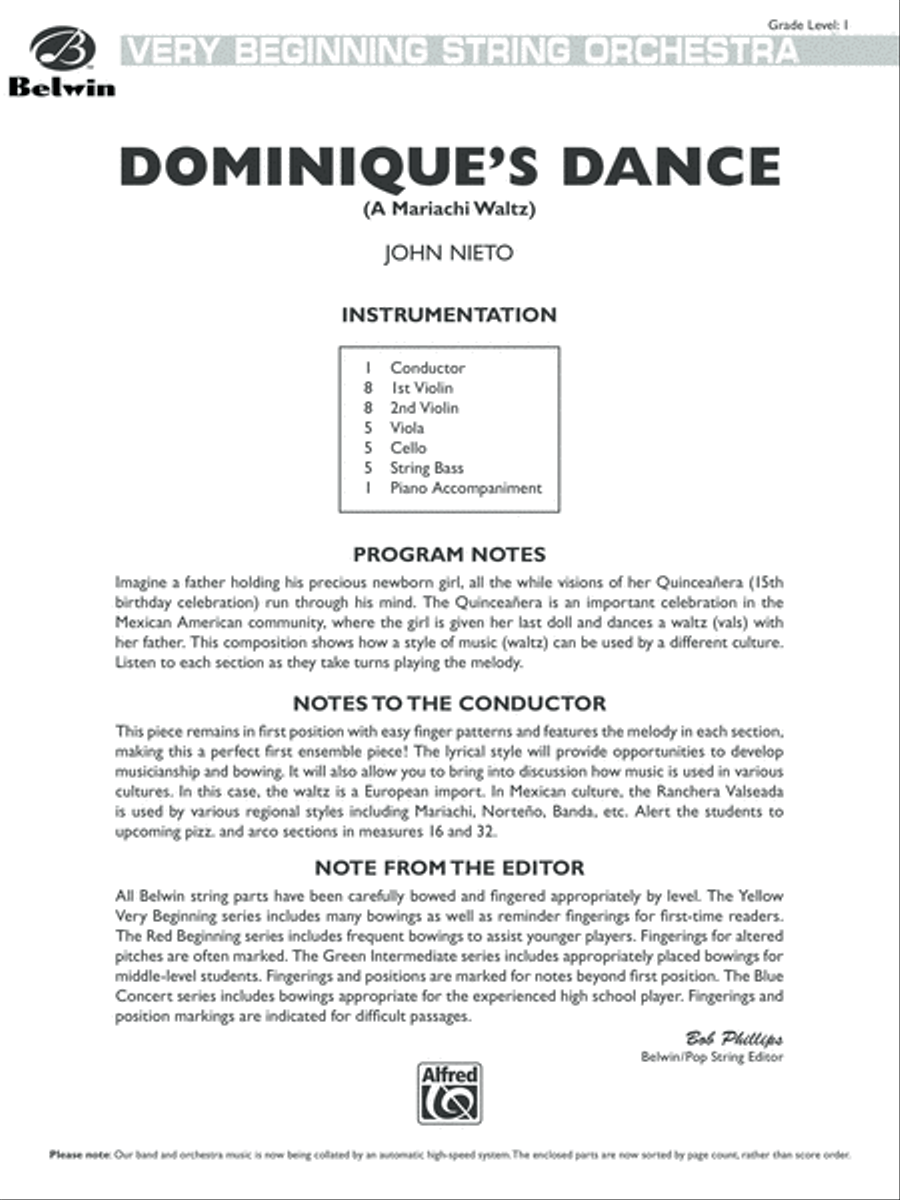 Dominique's Dance: Score Dominique's Dance: Score String Orchestra scores gallery preview page 1