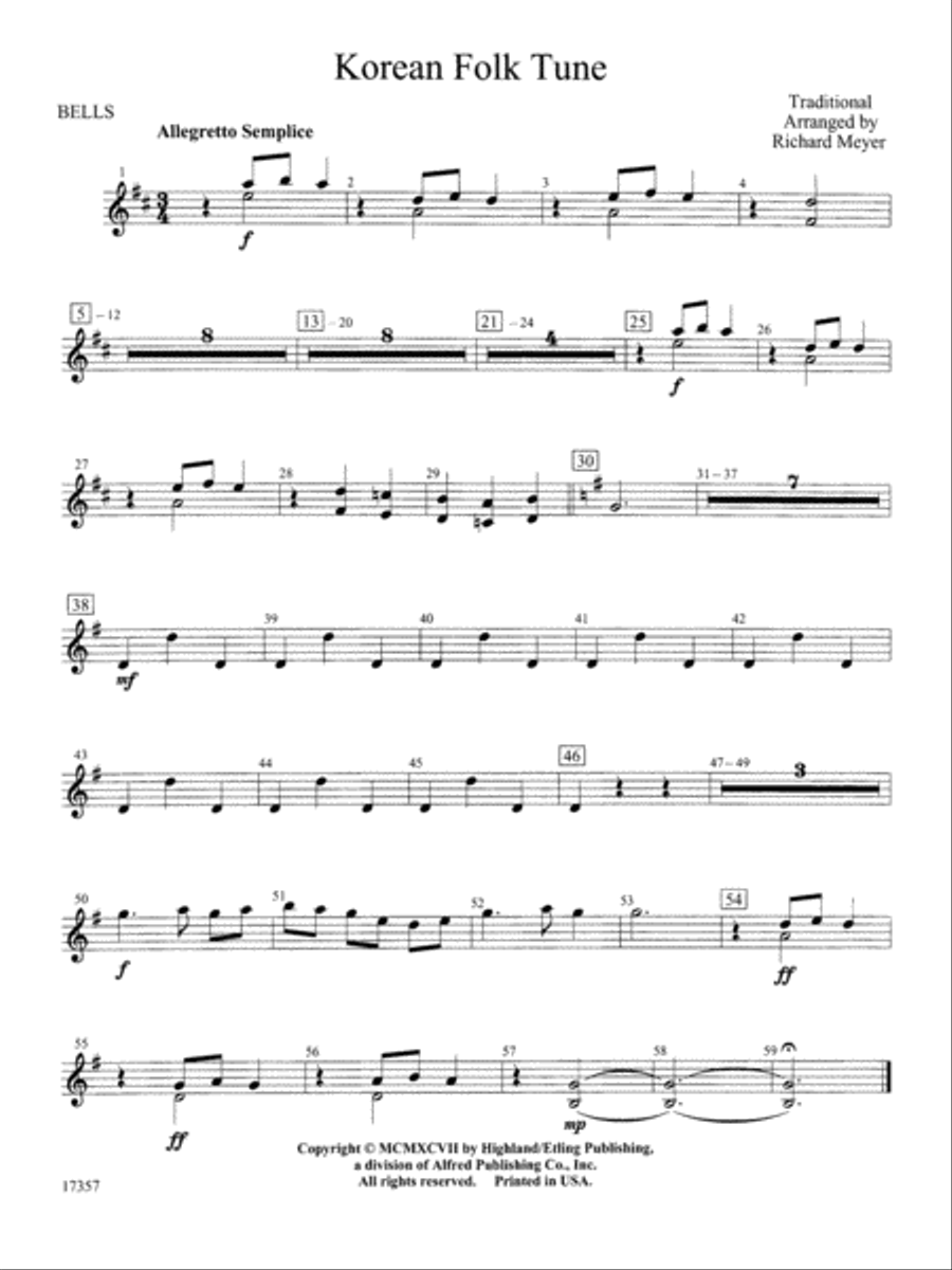 Korean Folk Tune: Bells String Orchestra scores gallery preview page 1