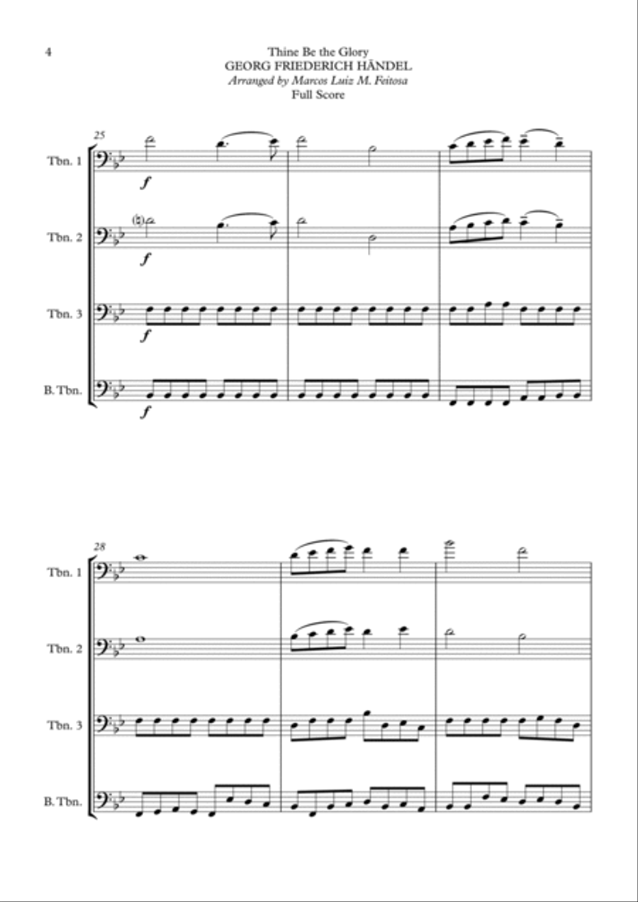 Thine Be the Glory (Maccabeus) - Trombone Quartet Brass Quartet scores gallery preview page 6
