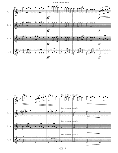 Carol of the Bells for Flute Quartet image number null