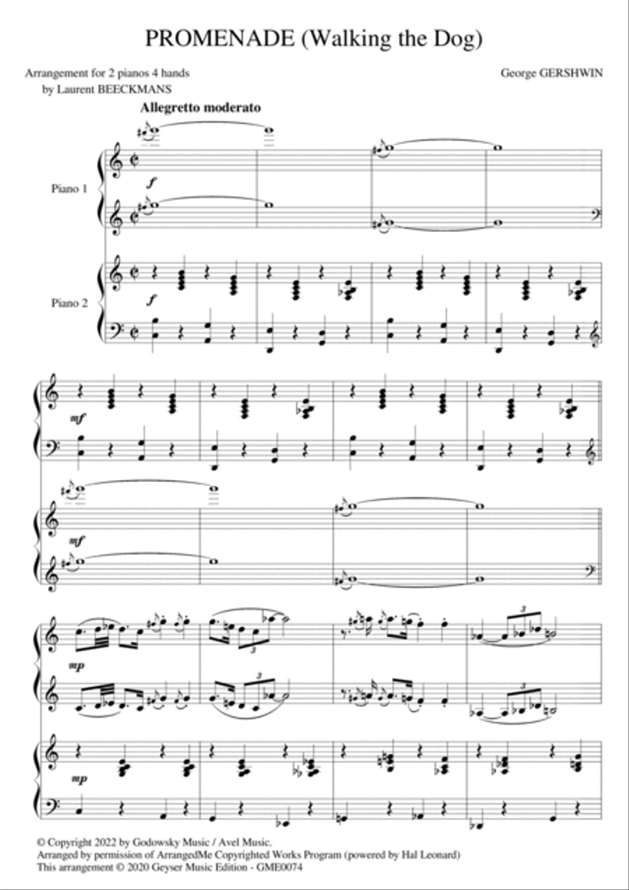 Promenade (walking The Dog) 2 Pianos, 4-Hands scores gallery preview page 3