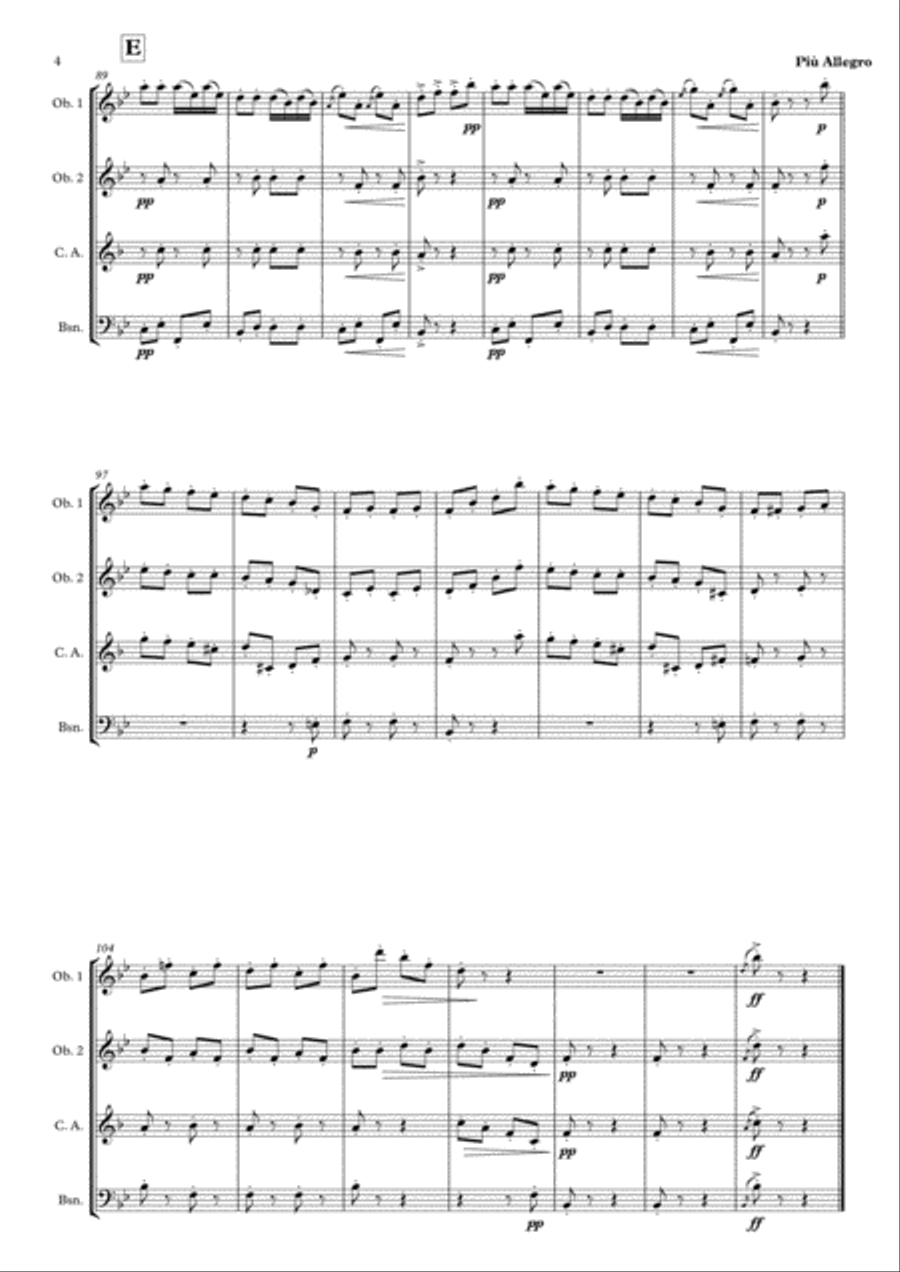 Pizzicato-Polka for Double Reed Quartet Woodwind Quartet scores gallery preview page 4