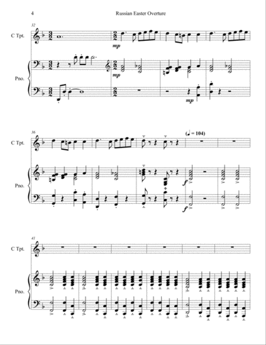 Russian Easter Overture (Trumpet & Piano) Trumpet Solo scores gallery preview page 5