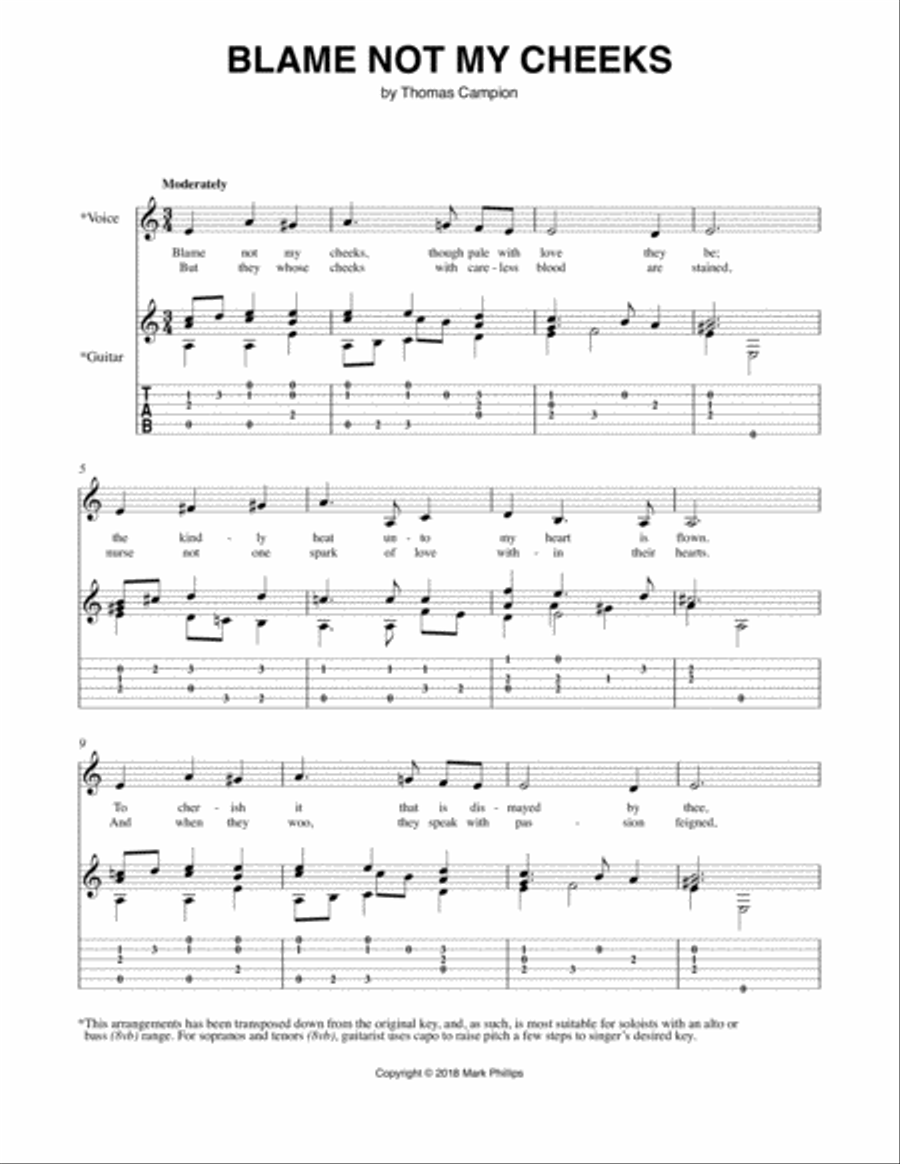 Blame Not My Cheeks Blame Not My Cheeks Classical Guitar scores gallery preview page 1