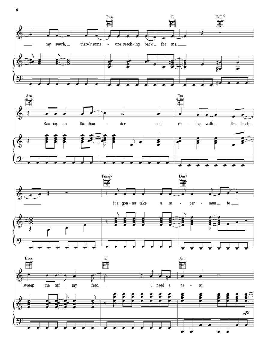 Holding Out For A Hero Piano, Vocal, Guitar scores gallery preview page 4