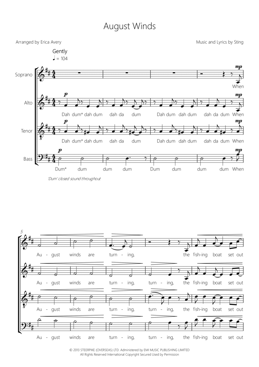 August Winds 4-Part scores gallery preview page 1